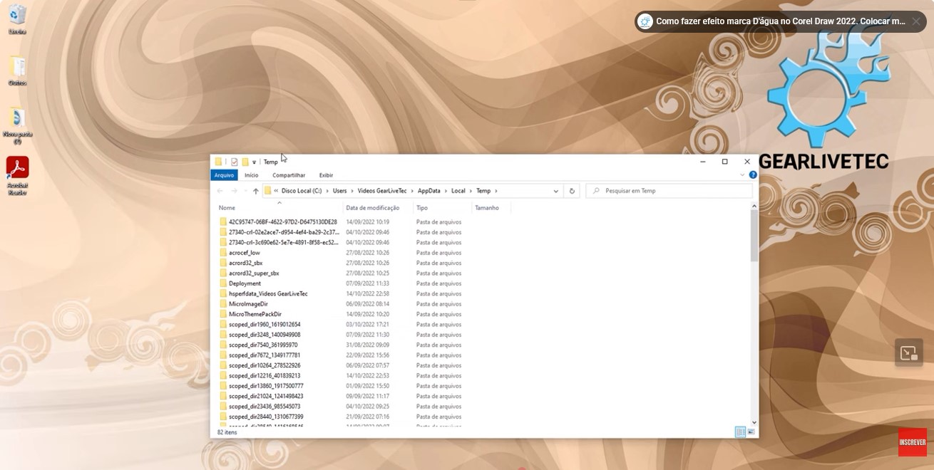 Janela do Explorador de Arquivos do Windows exibindo o conteúdo da pasta Temp, que armazena arquivos temporários do sistema.